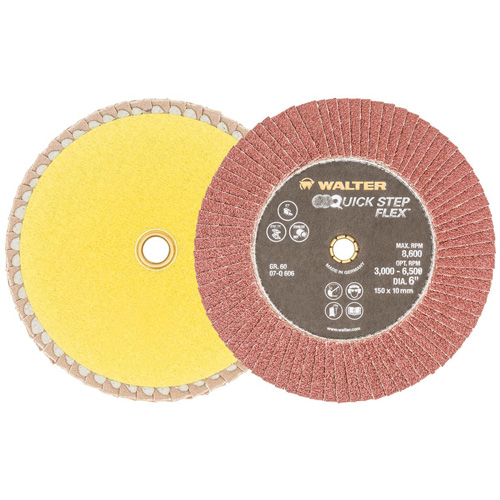 QUICK-STEP FLEX Flap Disc, 6" x Type 29, 60 Grit, Aluminum Oxide O-Max