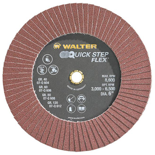 QUICK-STEP FLEX Flap Disc, 6" x Type 29, 80 Grit, Aluminum Oxide O-Max
