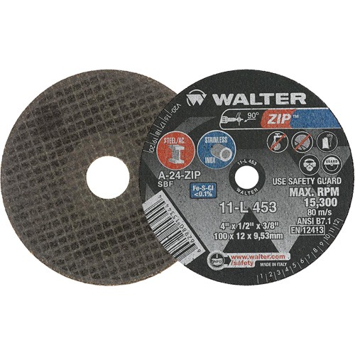 Meule &agrave; tronçonner Zip, 4" x 1/2", Arbre de 3/8", Type 1 O-Max