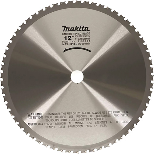Cut Off Saw Blade for Portable Cut Off Saws, 12", 60 Teeth, Metal Use O-Max