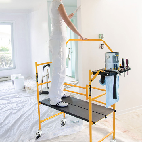 Jobsite Series 4' Safety Rail & Tool Shelf Scaffold Kit, Steel Frame, 49-1/2" D x 57-3/4" H O-Max