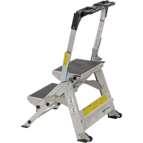 Tilt & Roll Step Stool Ladder, 2 Steps, 23" x 21" x 34.50" High O-Max
