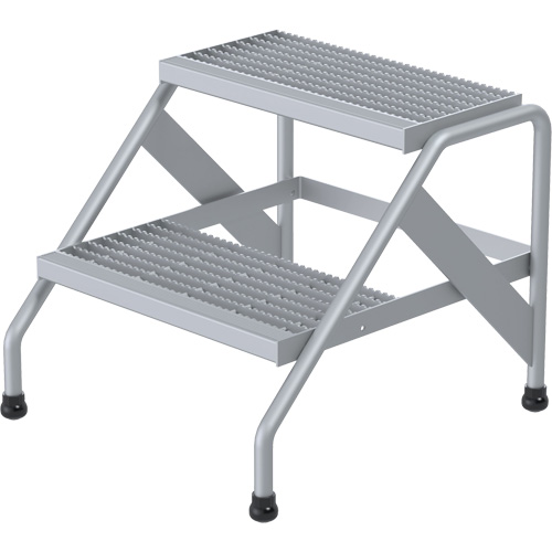 Aluminum Step Stand, 2 Step(s), 22-13/16" W x 24-9/16" L x 20" H, 500 lbs. Capacity O-Max