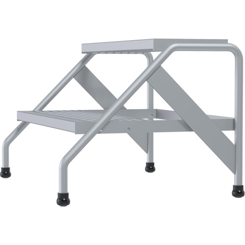 Aluminum Step Stand, 2 Step(s), 32-13/16" W x 24-9/16" L x 20" H, 500 lbs. Capacity O-Max