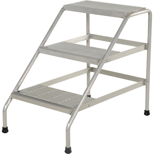 Escabeau en aluminium, 3 marche(s), 22-13/16" la x 34-9/16" lo x 30" h, Capacit&eacute; 500 lb O-Max