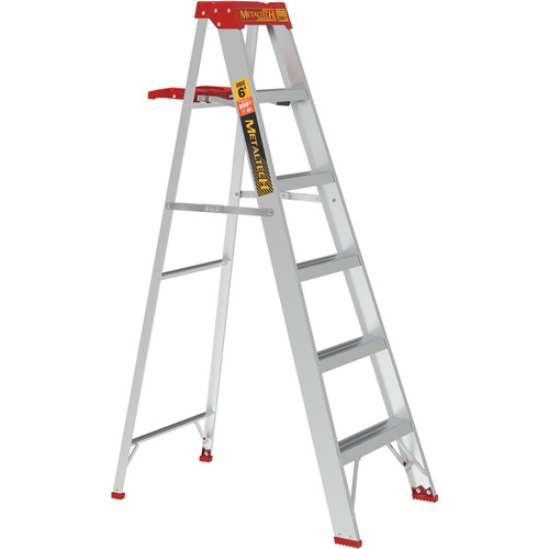 Step Ladder with Paint Tray, 6', Aluminum, 200 lbs. Capacity, Type 3 O-Max