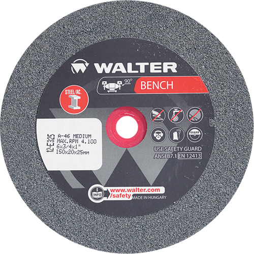 Meules pour rectifieuses d'&eacute;tabli, 6" x 3/4", Arbre de 1", 1 O-Max