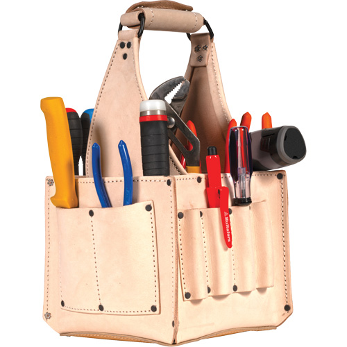 Electrical & Maintenance Tool Pouches, Leather, 17 Pockets, Beige O-Max