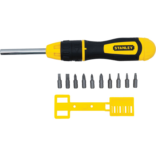 Multi-Bit Ratchet Screwdriver with 10 Bits, Cushion Grip Handle O-Max
