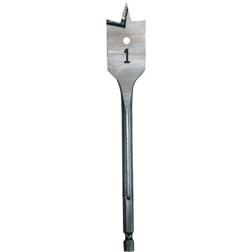 Flat Boring Bit, 1" Diameter, 1/4" Hex Shank, 6" Length O-Max