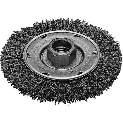 Disque m&eacute;tallique &agrave; fils torsad&eacute;s, Dia. 4", Fils 0,02", Arbre 5/8"-11, Acier inoxydable O-Max