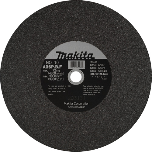 Metal Cutting Wheels, 14" x 1/8", 1" Arbor, Aluminum Oxide, 3900 RPM O-Max