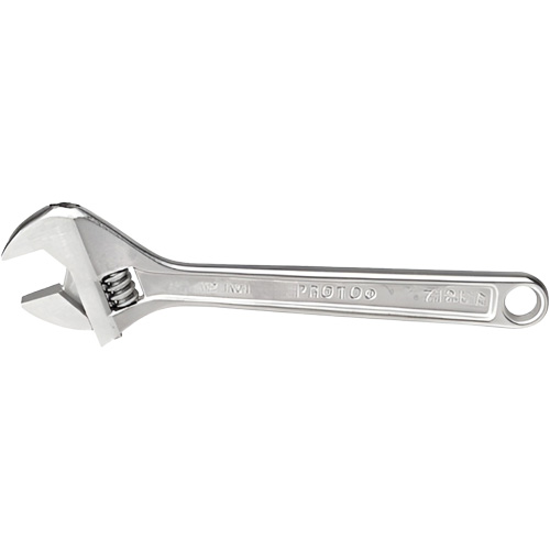 Adjustable Wrench, 12-1/8" L, 1-19/32" Max Width, Chrome O-Max