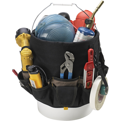 Sacs Bucket Buddy &agrave; 48 pochettes, 6" lo x 11" la x 12" h, Polyester, Noir O-Max