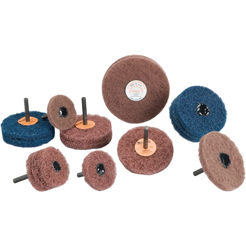 Standard Abrasives Buff & Blend Wheel, 3" Dia. x 1/4" W, 1/4" Arbor, Aluminum Oxide O-Max