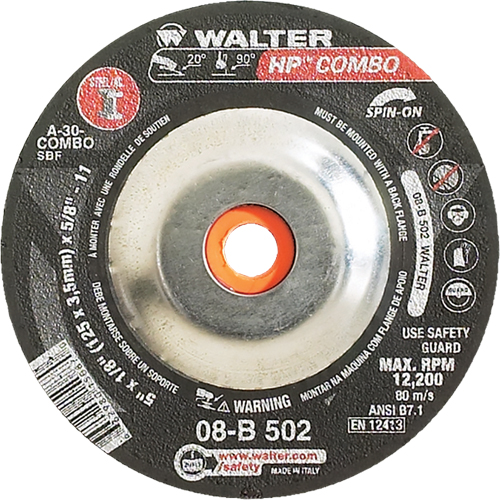 HP Combo Spin-On Combination Wheel, 5" x 1/8", 5/8"-11 Arbor, Type 27S O-Max