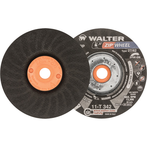 Meules &agrave; tronçonner renforc&eacute;es Zipcut vissables pour scies circulaires, 4-1/2" x 7/8", Arbre de 5/8"-11, Type 27, Oxyde d'aluminium, 13 300 Tr/min O-Max