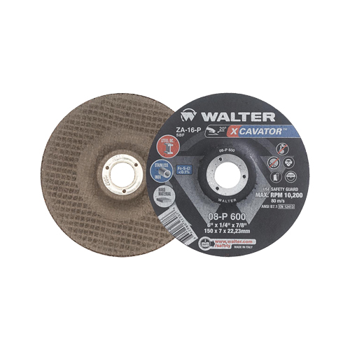 XCAVATOR Grinding Wheel, 6" x 1/4", 7/8" Arbor, Zirconium, Type 27 O-Max