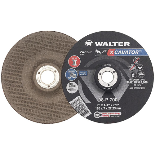 Meule XCAVATOR, 7" x 1/4", Arbre 7/8", Zirconium, Type 27 O-Max