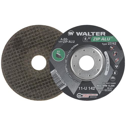 Zip Alu Cut-Off Wheel, 5" x 3/64", 7/8" Arbor, Type 27, Aluminum Oxide, 12200 RPM O-Max