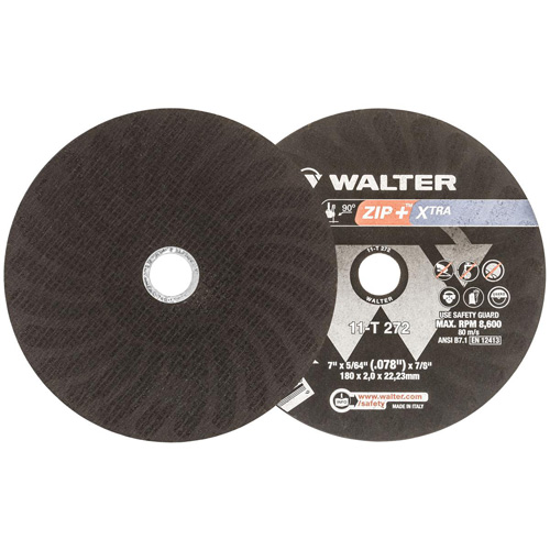 Zip+Xtra Heavy-Duty Cut-Off Wheel, 7" x 5/64", 7/8" Arbor, Type 1, Aluminum Oxide, 8600 RPM O-Max