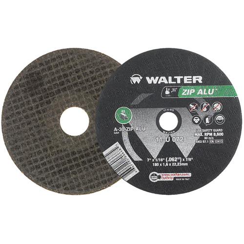 Zip Alu Cut-Off Wheel, 7" x 3/64", 7/8" Arbor, Type 1, Aluminum Oxide, 8600 RPM O-Max