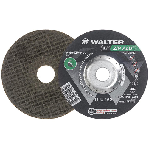 Meule &agrave; tronçonner Zip Alu, 6" x 3/64", Arbre de 7/8", Type 27, Oxyde d'aluminium, 10 200 Tr/min O-Max