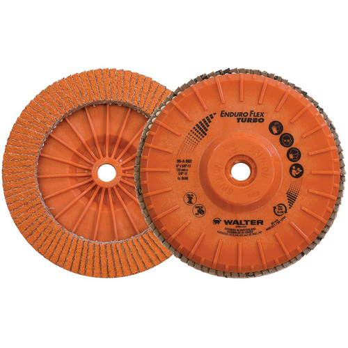 Enduro-Flex Turbo Flap Disc, 6" x 5/8"-11, Type 27S, 36/60 Grit, Ceramic O-Max