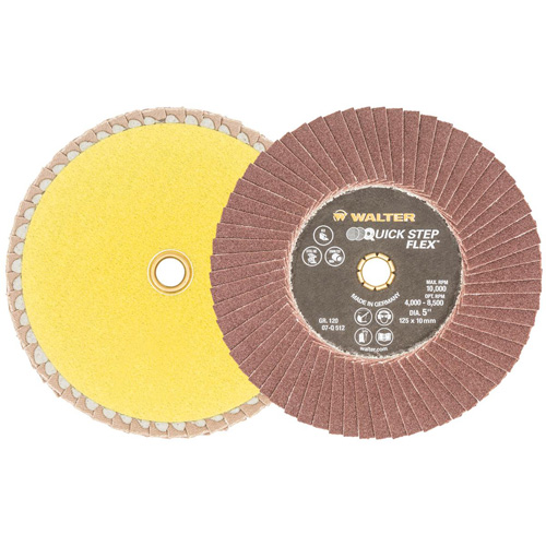 QUICK-STEP FLEX Flap Disc, 5" x Type 29, 120 Grit, Aluminum Oxide O-Max