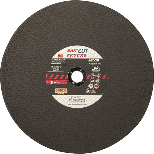 Chop Saw Wheel, 12" x 0.093"/3/32", 1" Arbor, Type 1, Aluminum Oxide, 5100 RPM O-Max