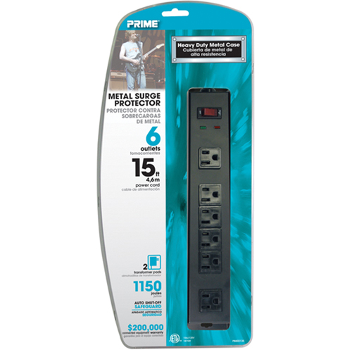 Protecteurs de surtension, 6 Prises, 1150 J, 1875 W, Cordon 15' O-Max