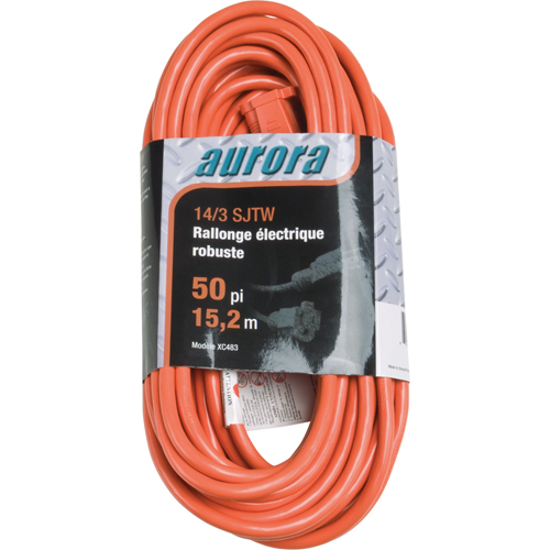 Cordon rallonge en vinyle, Ext&eacute;rieur, SJTW, AWG 14/3, 15 A, 50' O-Max