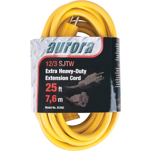 Cordon rallonge en vinyle, Ext&eacute;rieur, SJTW, AWG 12/3, 15 A, 25' O-Max