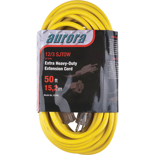 Cordon rallonge en vinyle avec indicateur lumineux, Ext&eacute;rieur, SJTOW, AWG 12/3, 15 A, 50' O-Max