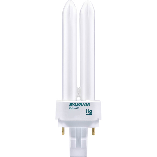Dulux&reg; D Preheat Double-Tube Compact Fluorescent Lamp, D (T4), 26 W, 4100 K, G24Q-3 Base, 10000 hrs. O-Max