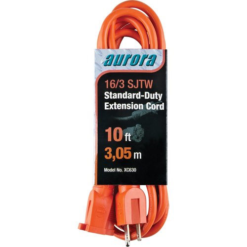 Extension Cord, Indoor/Outdoor, SJTW, 16/3 AWG, 13 A, 10' O-Max