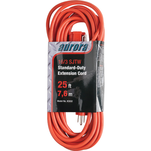 Extension Cord, Indoor/Outdoor, SJTW, 16/3 AWG, 13 A, 25' O-Max