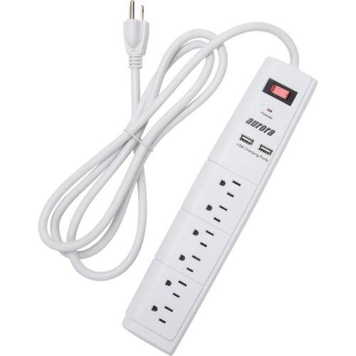 Limiteur de surtension avec chargeur USB, 6 Prises, 1200 J, 1875 W, Cordon 6' O-Max