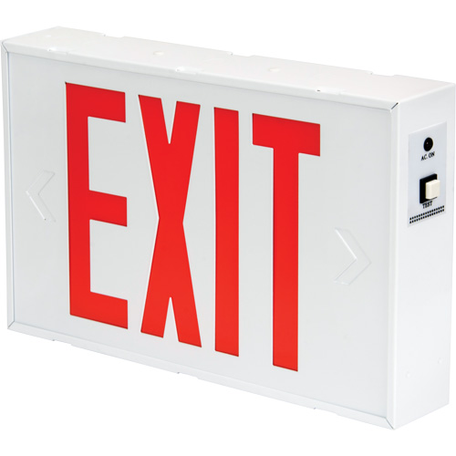 Enseigne de sortie, DEL, &agrave; piles/&agrave; raccordement fixe, 12-1/5" lo x 7-1/2" la, Anglais O-Max