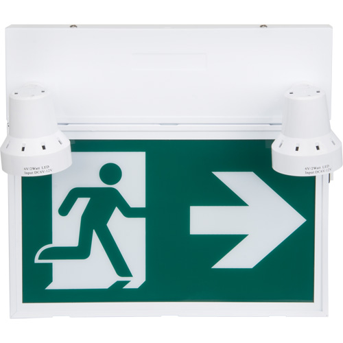 Enseigne d'homme qui court avec &eacute;clairage de s&eacute;curit&eacute;, DEL, &agrave; piles/&agrave; raccordement fixe, 12-1/10" lo x 11" la, Pictogramme O-Max
