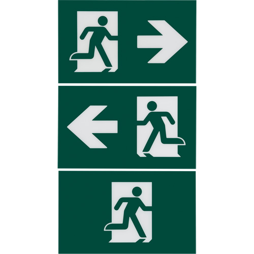 Enseigne d'homme qui court avec &eacute;clairage de s&eacute;curit&eacute;, DEL, &agrave; piles/&agrave; raccordement fixe, 12-1/10" lo x 11" la, Pictogramme O-Max
