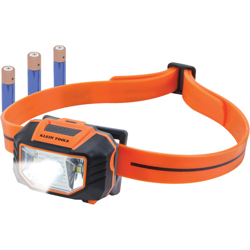 Headlamp with Silicone Hardhat Strap, LED, AAA Batteries, Plastic O-Max