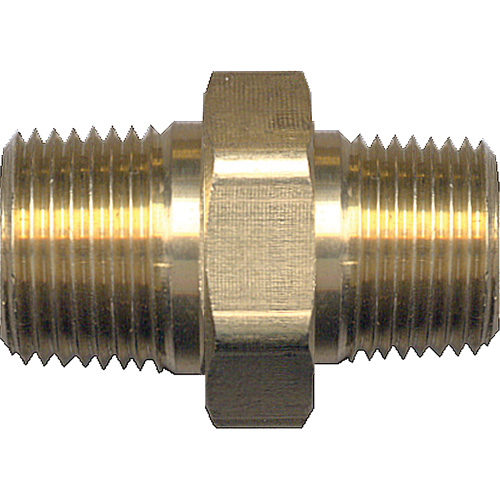 Reducing Hex Nipple, Brass, 1/4" x 1/8", NPT x NPT O-Max