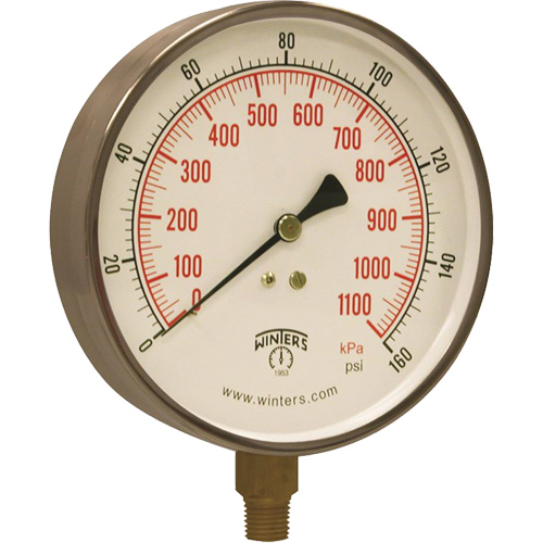 Manom&egrave;tre pour entrepreneur,  4-1/2", 0 - 160 psi, Fixation inf&eacute;rieure, Analogique O-Max