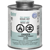 PVC Cement, 0.250 lbs, Brush-Top Can, Grey O-Max