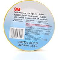 764 General-Purpose Vinyl Tape, 76 mm (3") W x 32.9 m (108') L, 5 mils, Yellow O-Max