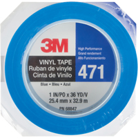 471 Vinyl Tape, 25.4 mm (1") W x 32.9 m (108') L, 5.3 mils, Blue O-Max