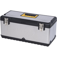 JPSTB-22 Stainless Steel Hand Tool Box, 11" D x 22-1/2" W x 10-3/4" H, Black/Grey O-Max