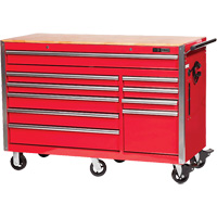 PRC5610 Armoire &agrave; rouleaux s&eacute;rie Pro, 10 tiroirs, 55-9/10" la x 24-1/10" p x 39-7/10" h, Rouge O-Max