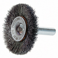 Brosses rotatives &agrave; fils cr&ecirc;p&eacute;s a/arbre 1/4", 3" dia., Fils 0,014", Arbre 1/4" O-Max